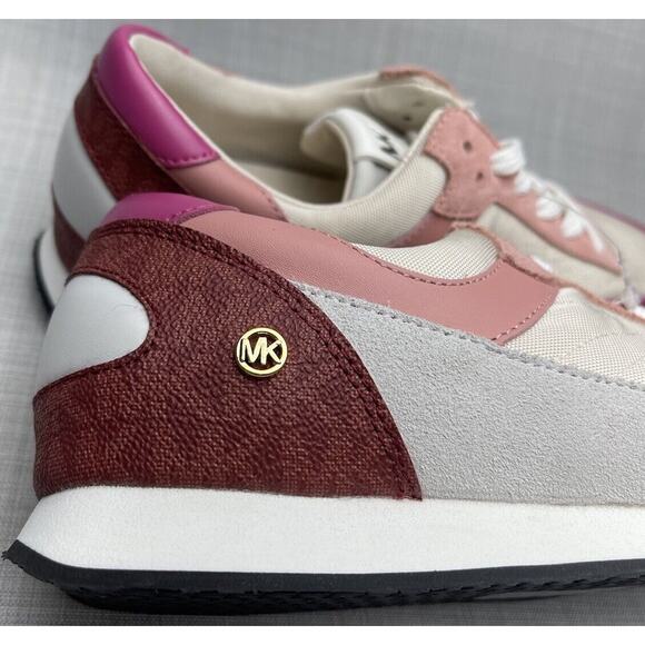 MICHAEL Michael Kors Women's Callan Trainers Cinnamon Maroon White Pink Size 9.5 - Picture 4 of 7